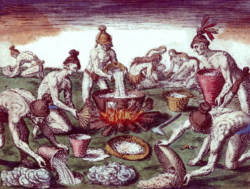 South American Natives Preparing a Feast